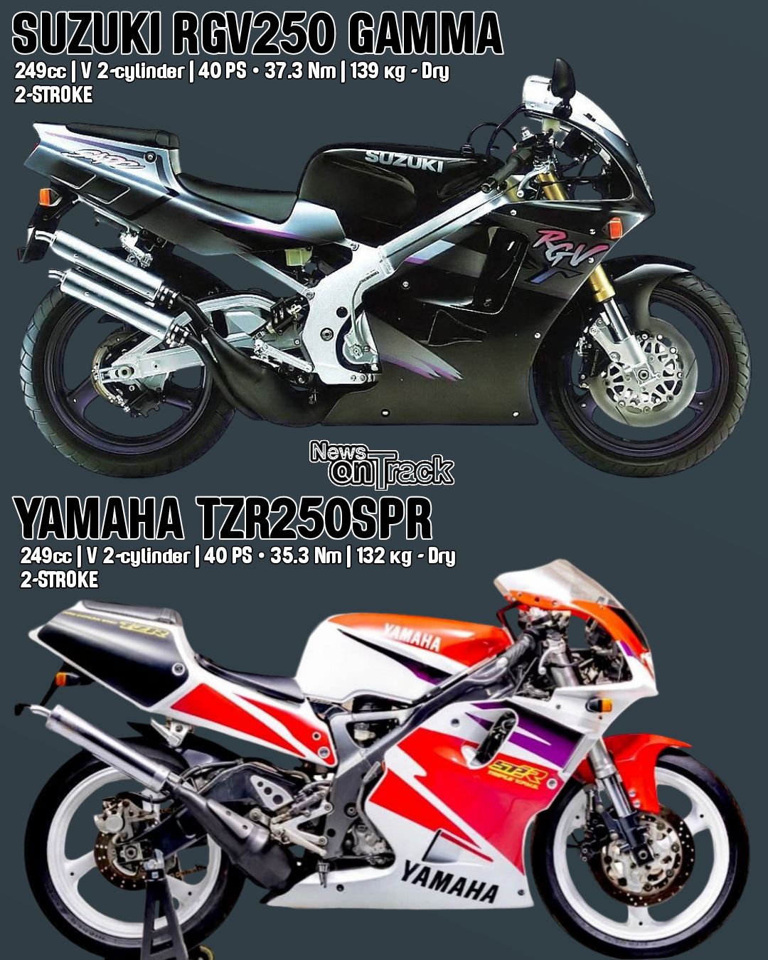 The 1989 Yamaha TZR250 and Kawasaki ZXR400 represent two different