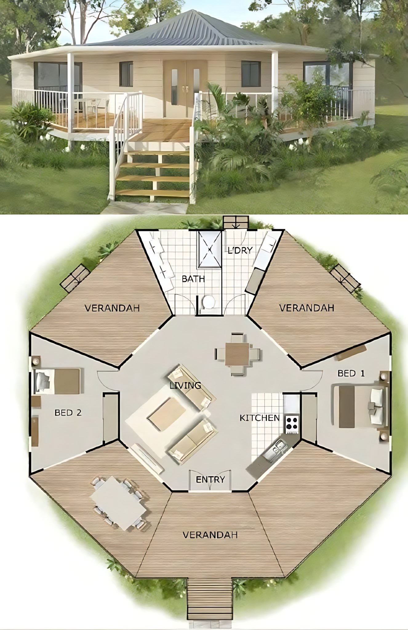 Chikawa - a detailed architectural visualization of a unique, likely ...