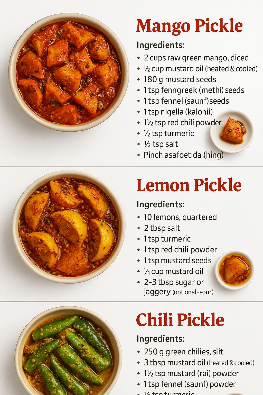 Everyday - Here are 3 amazing Pickle recipes 👇 #fblifestyle 1. Mango ...