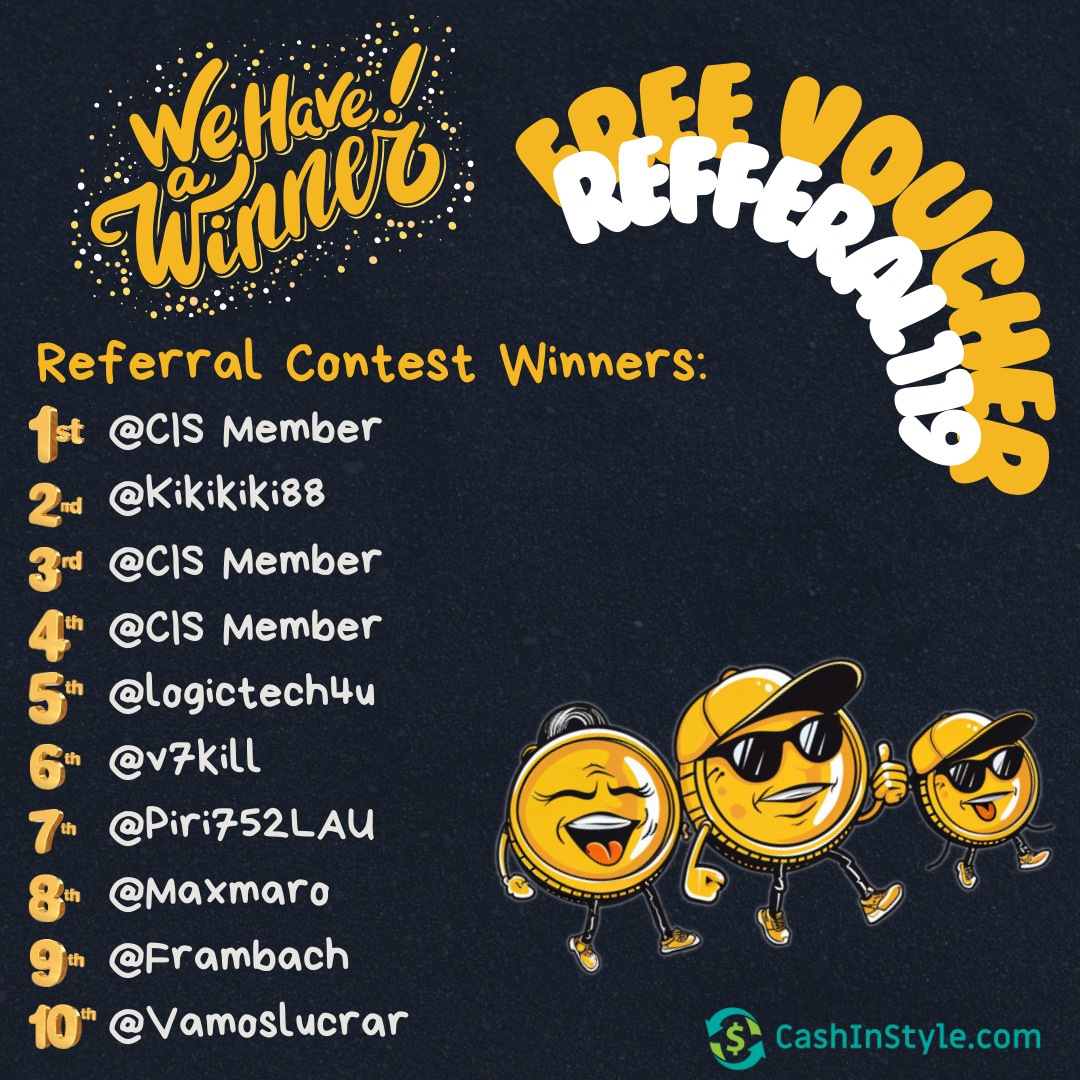 CashInStyle - 🎉 Referral Contest Winners Announced! 🎉 A... | Facebook