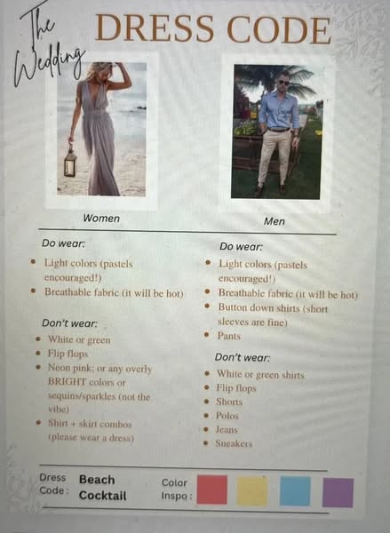 dress code for beach wedding wording Mother of the bride clever dress code wording