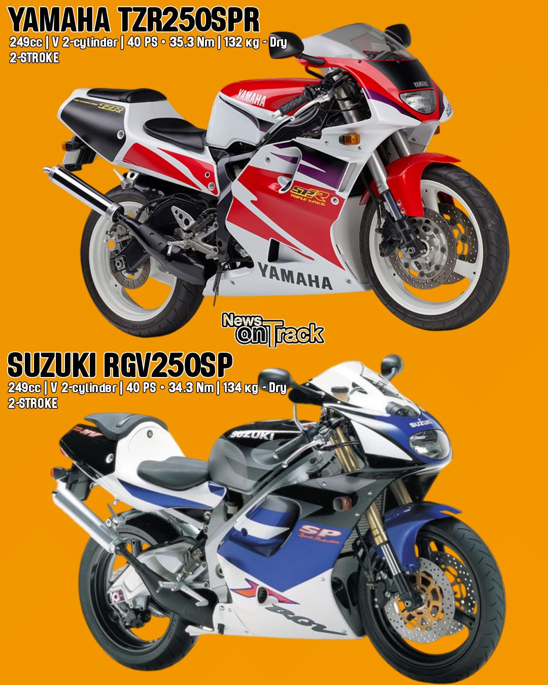 The 1994 Suzuki RGV250 Gamma and Yamaha TZR250SPR represent the