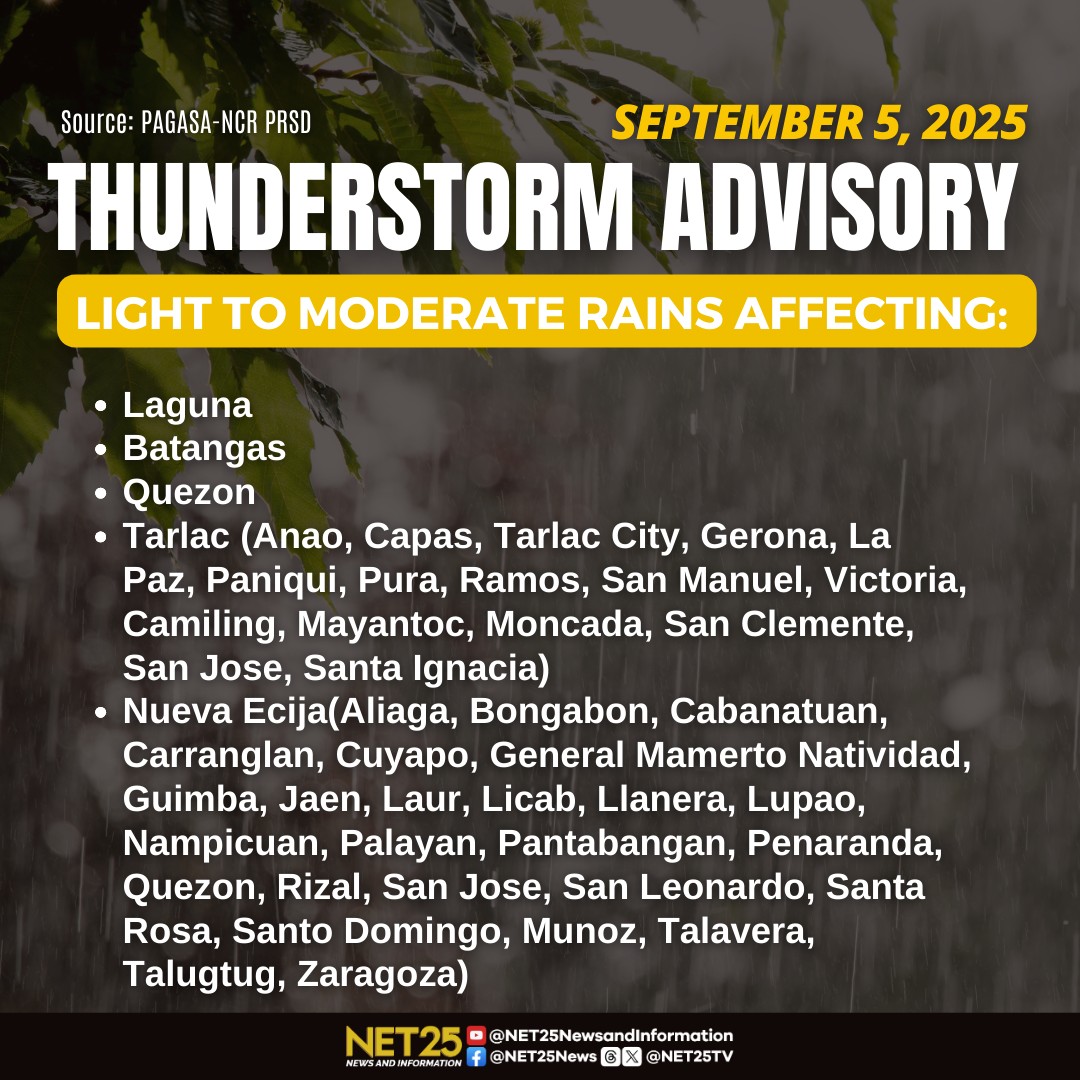 NET25 - WEATHER UPDATE: As of 5 a.m., isinailalim sa yellow rainfall ...