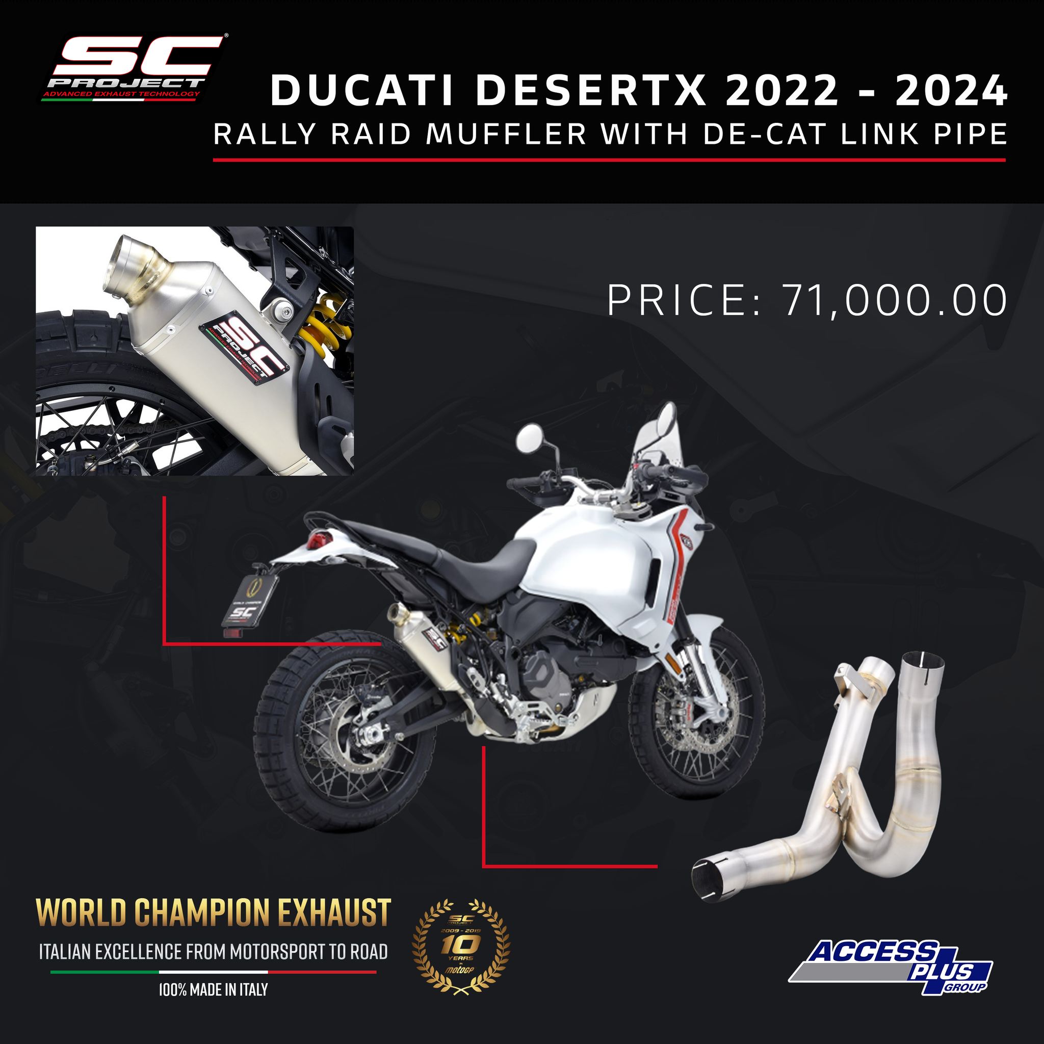 ジュニア THE EXHAUST OF CHAMPIONS Rally Raid Muffler WIth De-cat Link Pipe