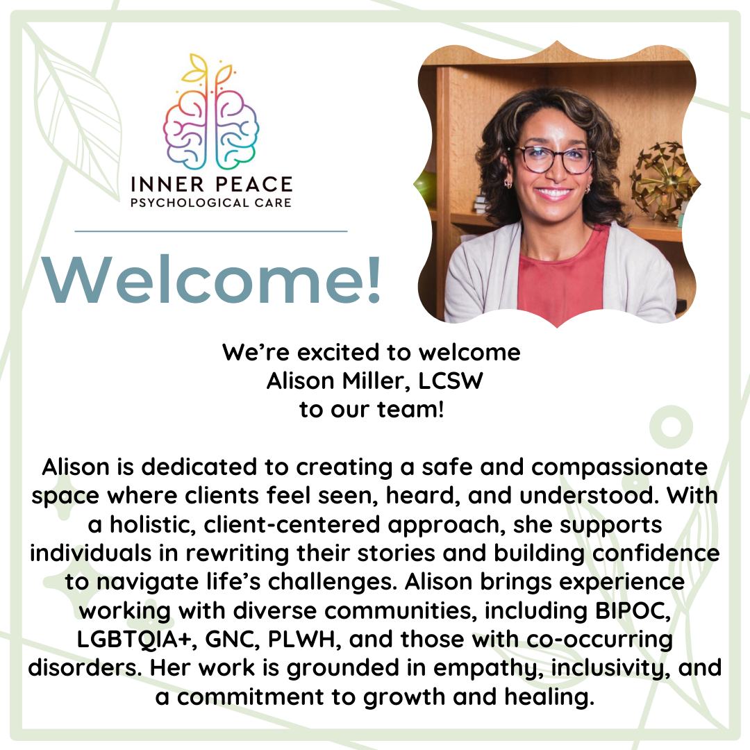 Inner - 🌿 We’re thrilled to welcome Alison Miller, LCSW to our practice ...