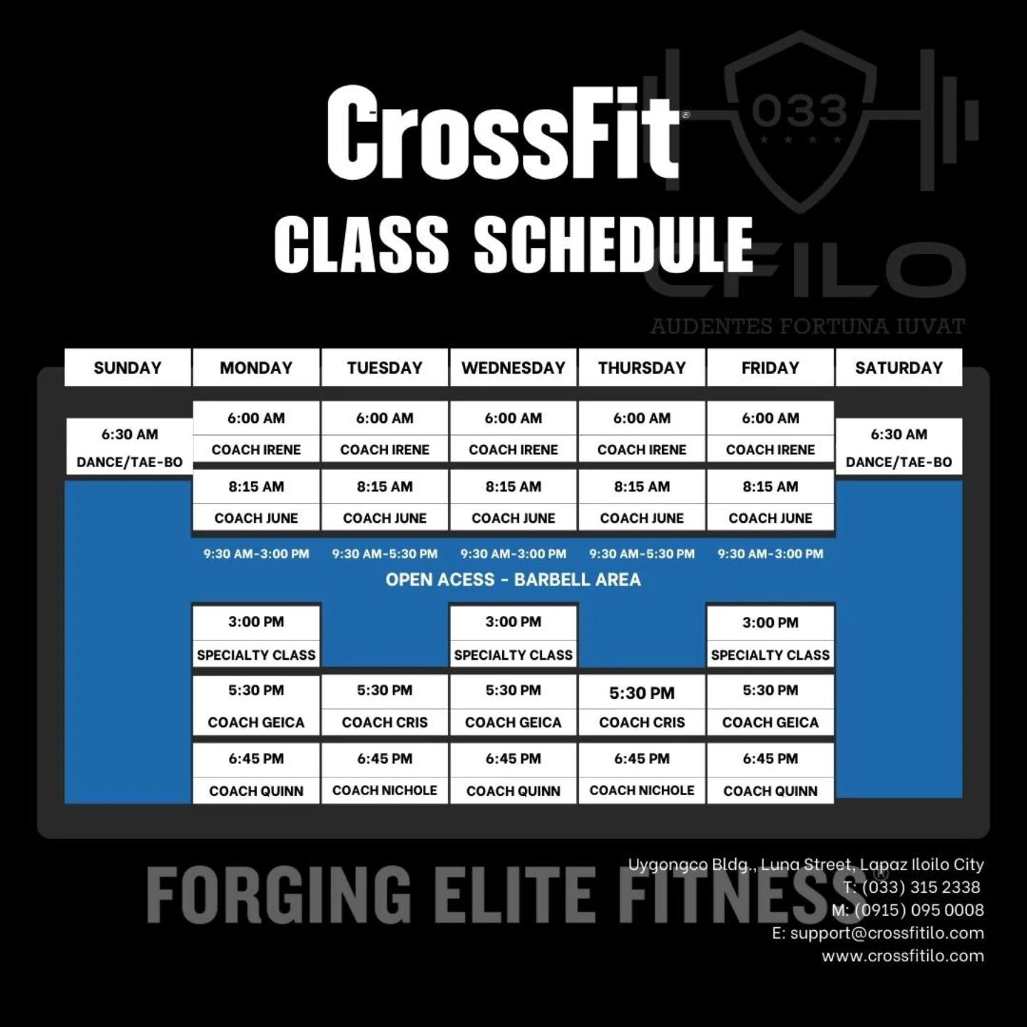 Crossfit - CROSSFIT CLASS SCHEDULE EFFECTIVE JANUARY 2, 2026 Here’s the ...
