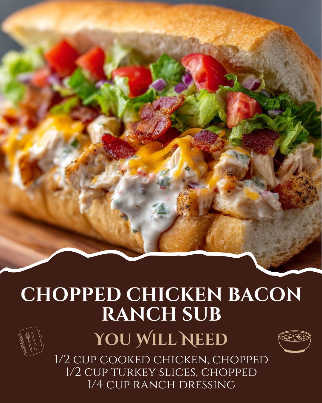 Zesty Recipes - Chopped Chicken Turkey Ranch Sub 🥪🍗... | Facebook