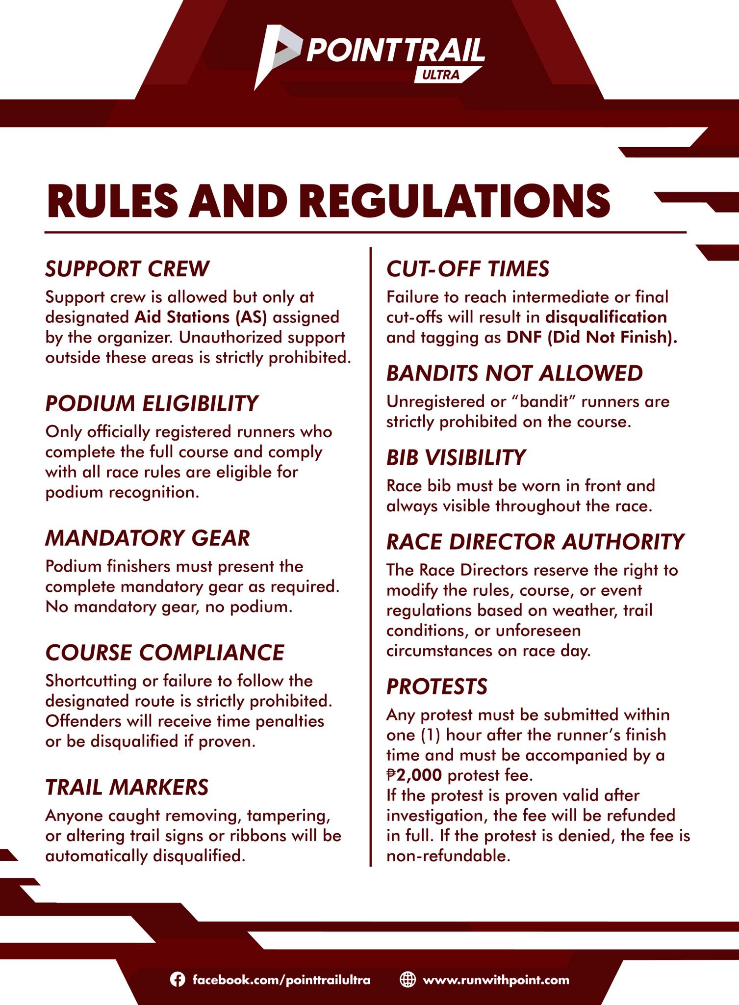 Point - RULES AND REGULATIONS Point Trail Ultra 2025 - Malaybalay City ...
