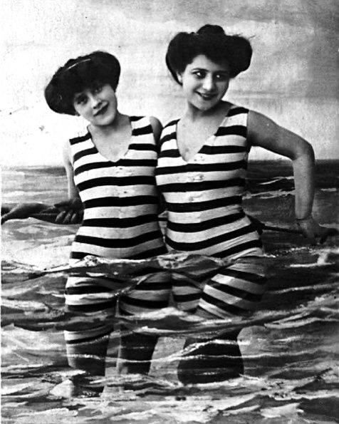 Racy French postcard of a lady in a swimsuit, 1900s. #france