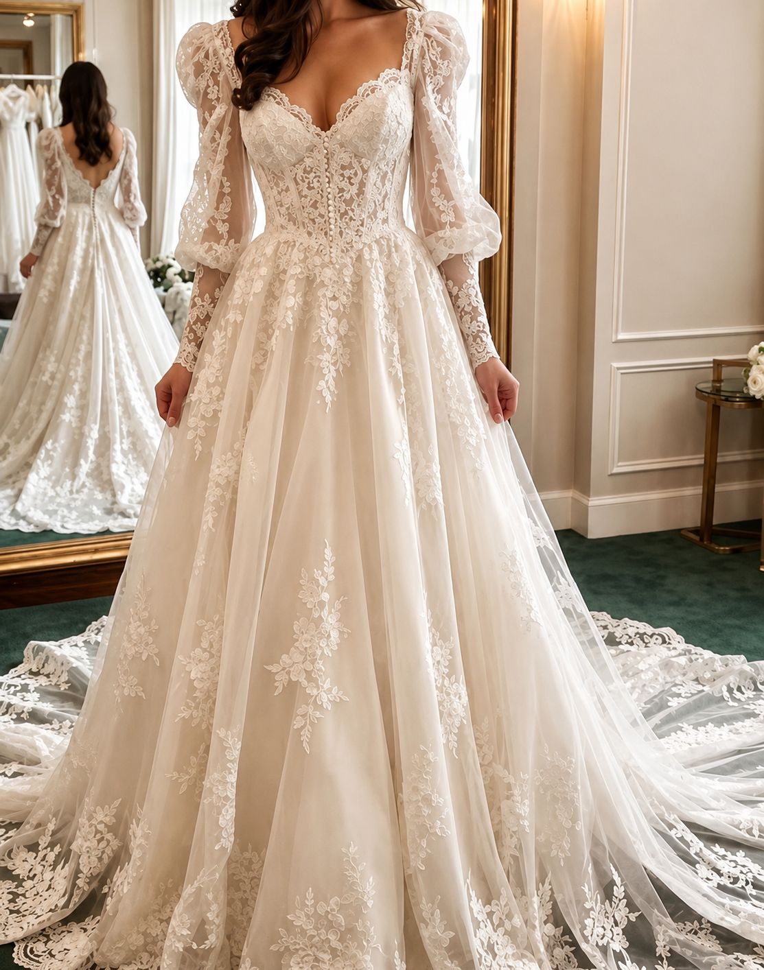 wedding dress my Sunna | A-Line Beaded Lace Sunna  a Wedding Dress Cleaning and Preservation
