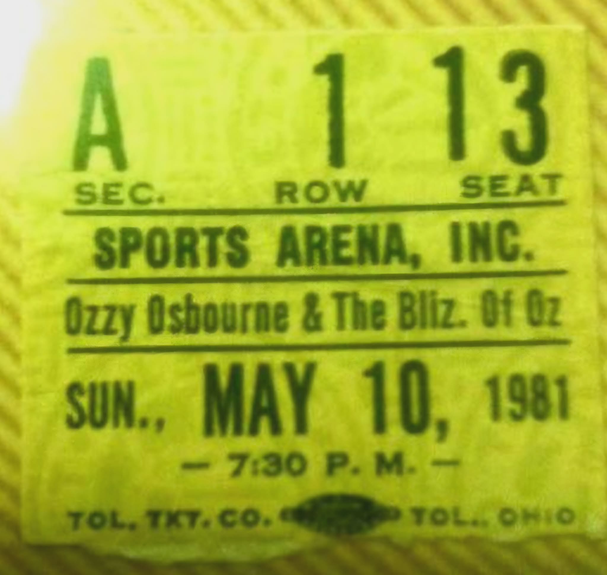 Ozzy Osbourne's 1981 Blizzard of Ozz concert at Toledo Spots Arena