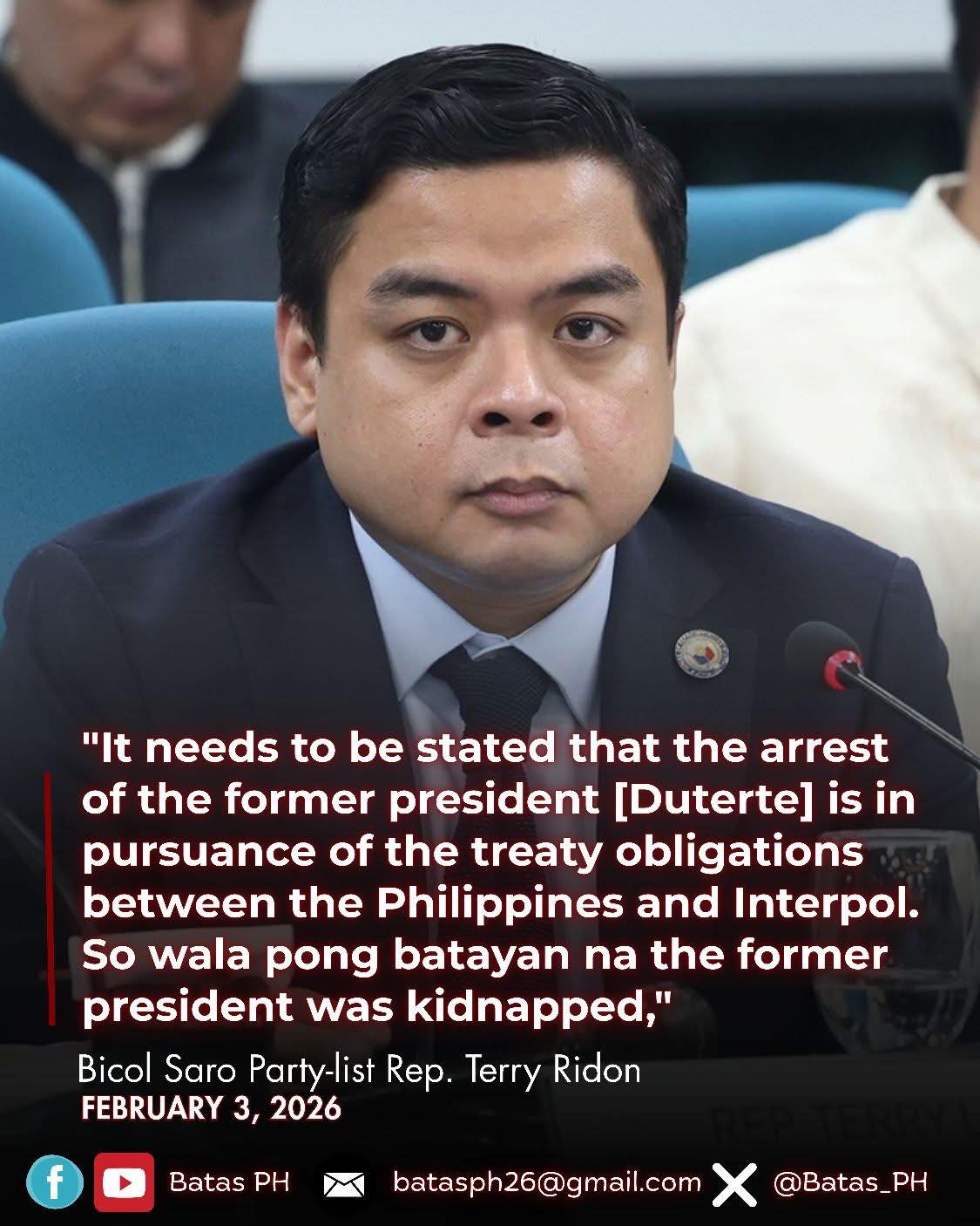OPTIC - Ah, siyempre. Ayon kay Terry Ridon, kapag sinabi ng INTERPOL ...