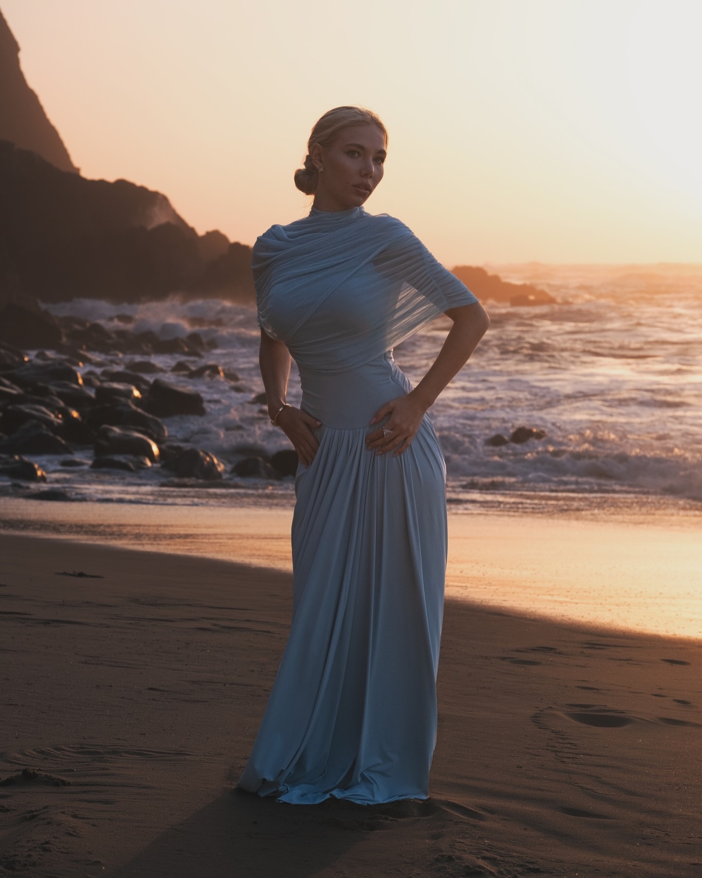 catherine white asymmetrical pleated maxi dress Draped in blue, anchored in light.🩵 Thanks to @yelizaveta____ in in Baby-blue #missrosier #missrosierofficial #maxidress #fahsion #styleinspo Size:4t girls corset gown MISSGUIDED Cowl Neck Ruched