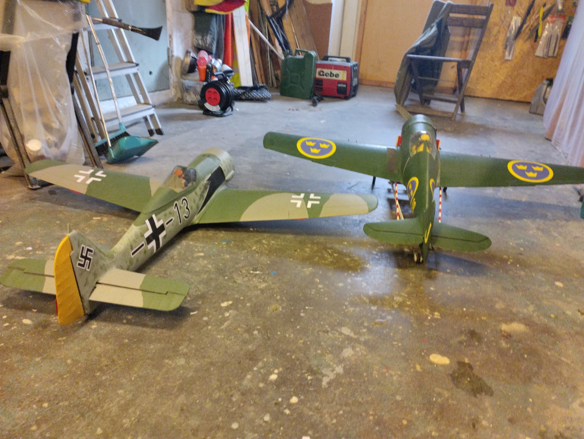 1/8 scale FW-190 and FFVS J22 model airplanes