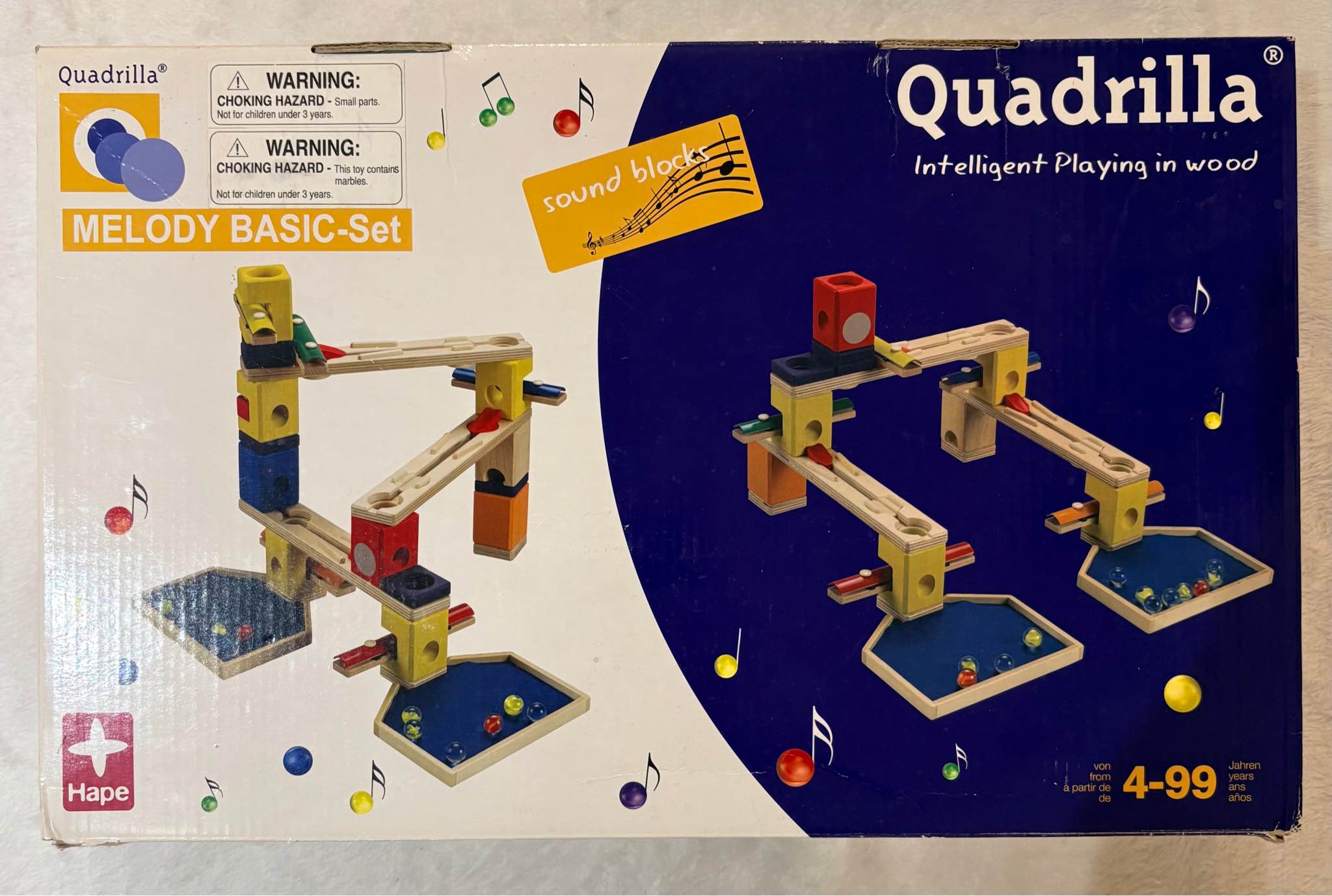 Two compatible Hape Quadrilla Marble Run Sets Melody Basic Set- It 