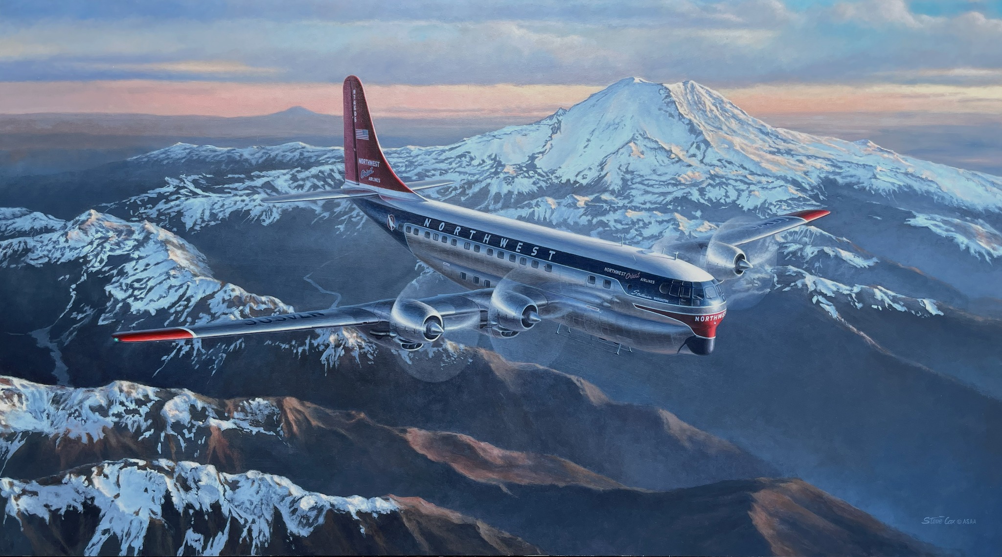 Northwest Airlines Boeing 377 Stratocruiser at Seattle Tacoma Airport