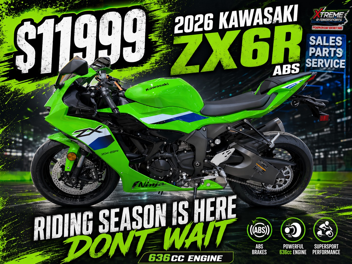 ✓2026 KAWASAKI ZX-6R ABS 👉Power. Precision. Pure adrenaline