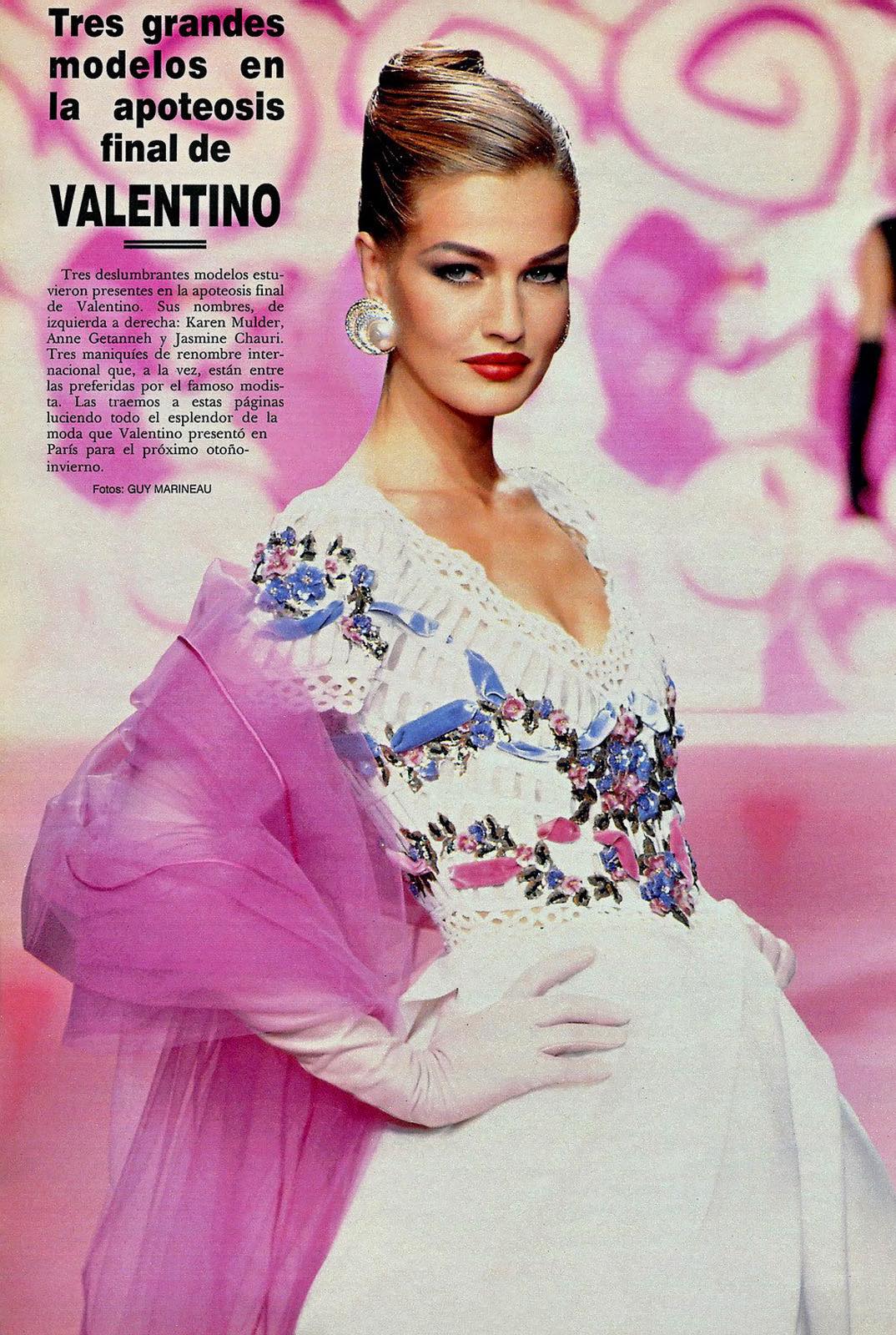 Karen Mulder walks the runway at the Valentino Haute Couture Fall