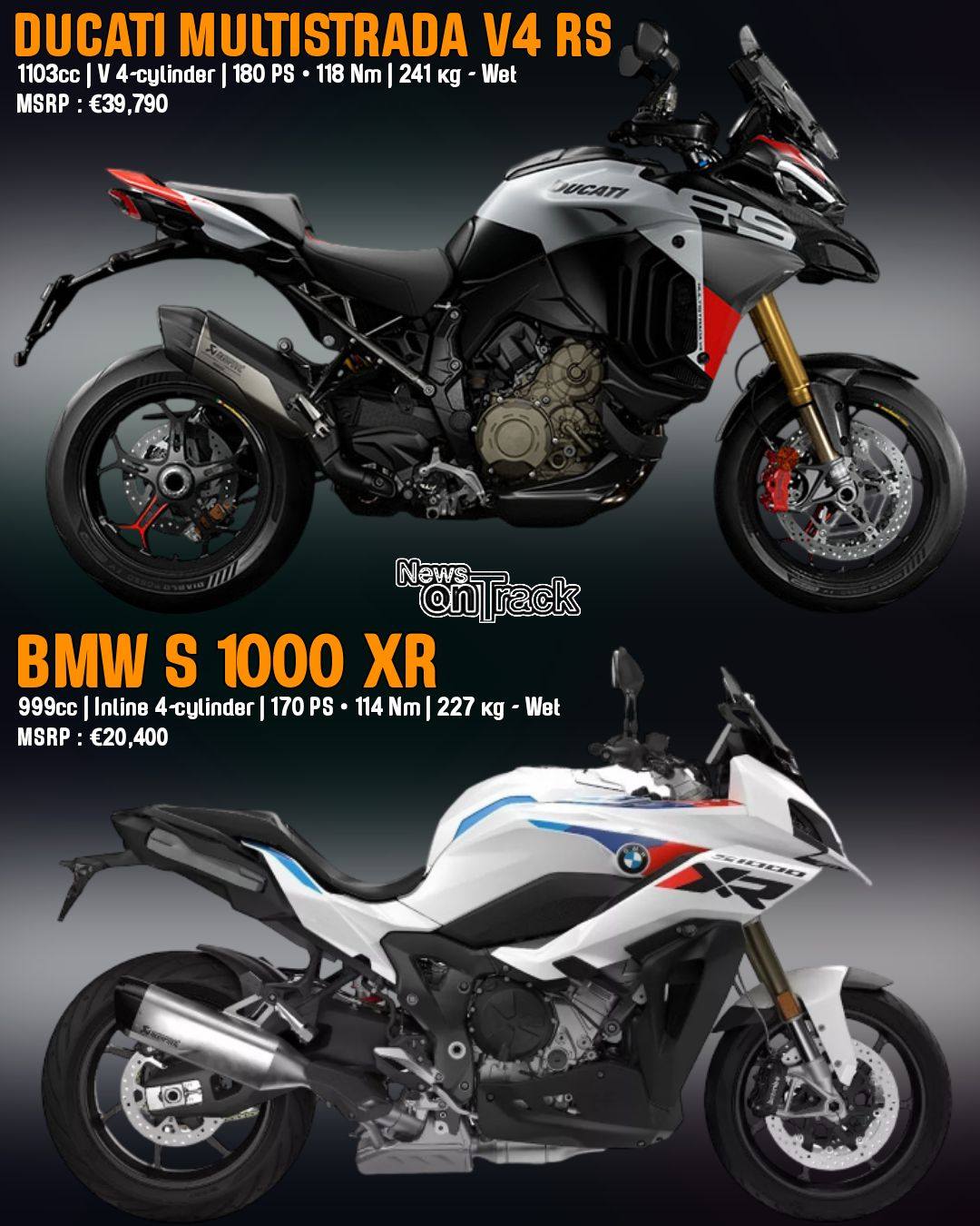 The Ducati Multistrada V4 RS and BMW S 1000 XR represent a