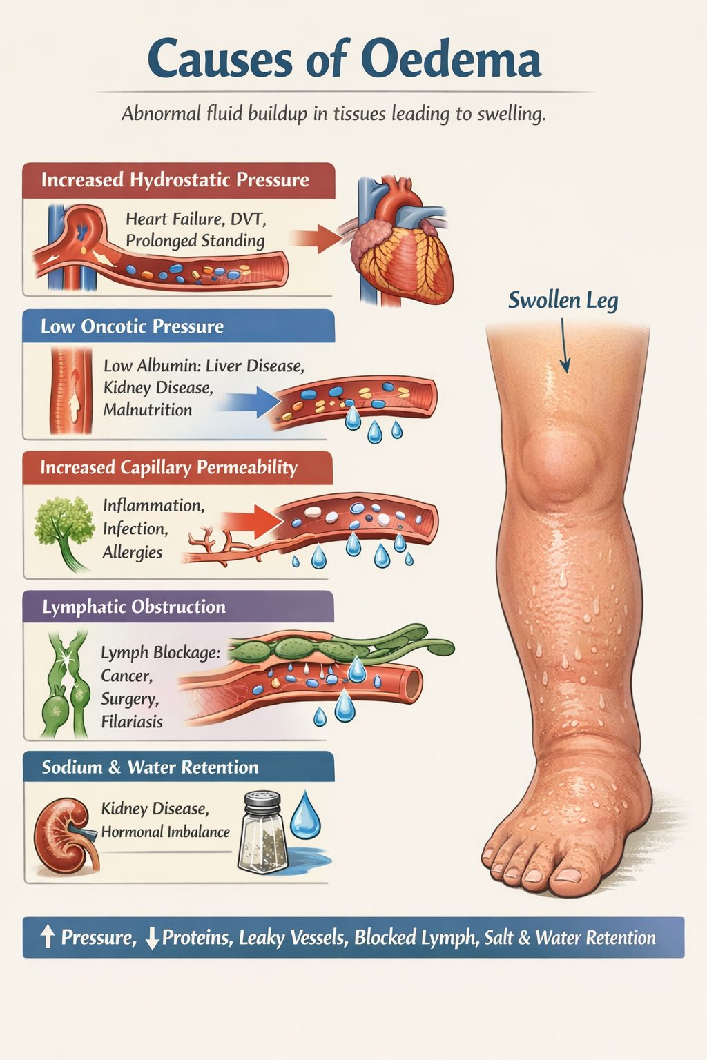 Stephane - main causes of oedema—raised hydrostatic pressure, reduced ...