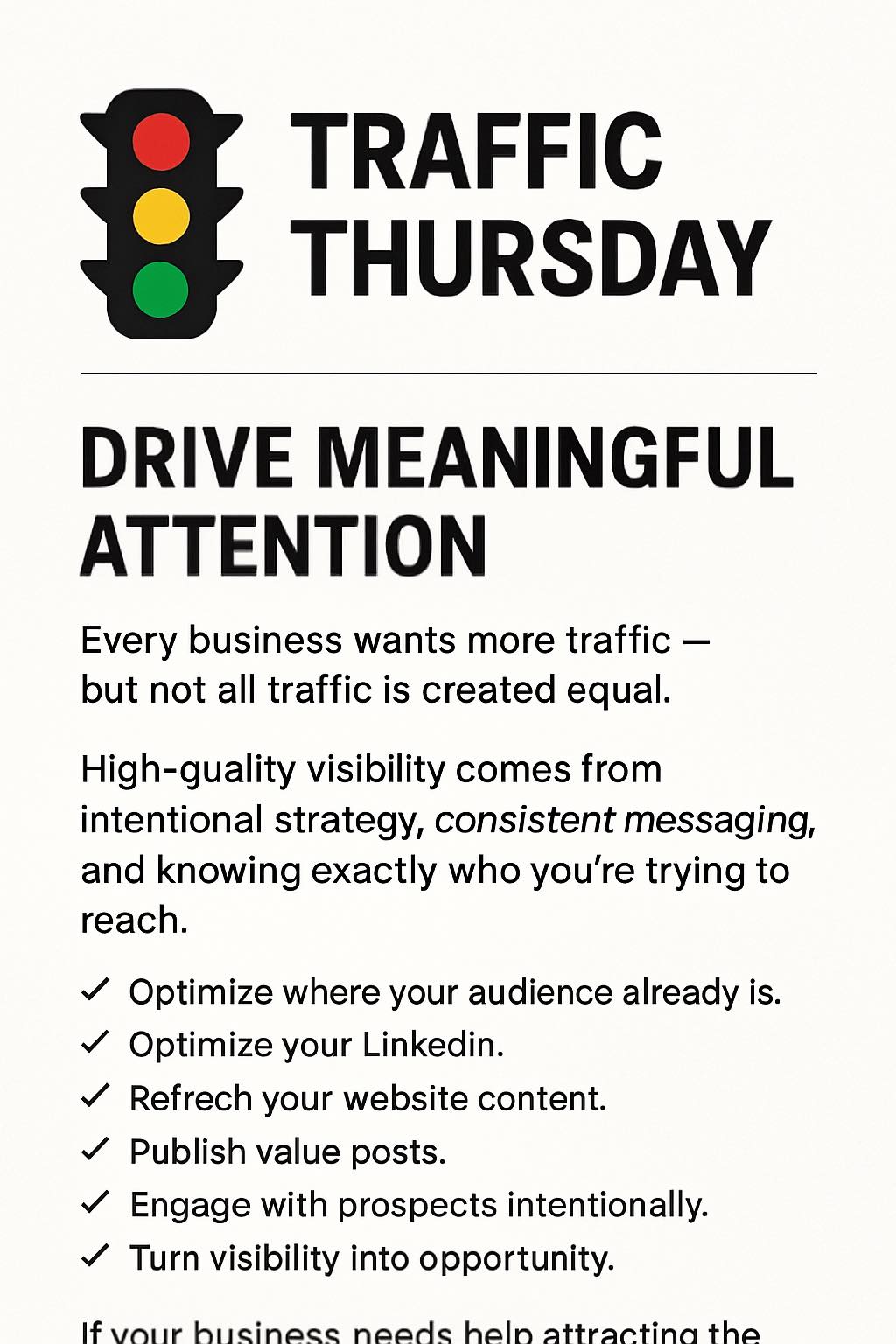 Sylvester - 🚦 Traffic Thursday Tip! In business, traffic isn’t just ...