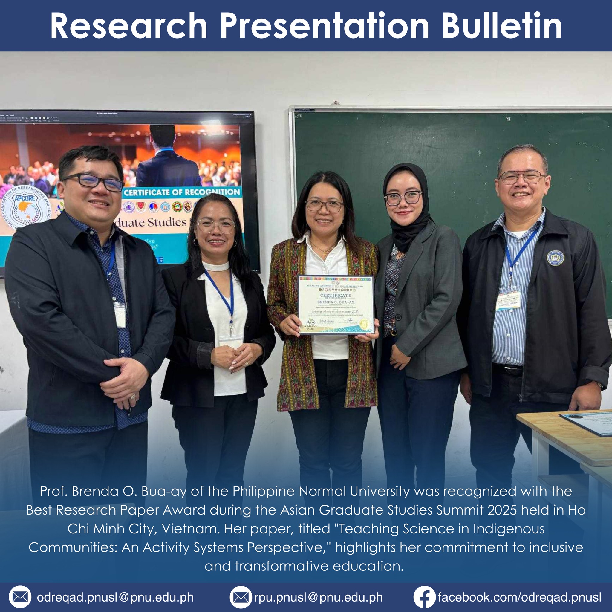 𝗖𝗼𝗻𝗴𝗿𝗮𝘁𝘂𝗹𝗮𝘁𝗶𝗼𝗻𝘀, 𝗣𝗿𝗼𝗳. 𝗕𝗿𝗲𝗻𝗱𝗮 𝗢. 𝗕𝘂𝗮-𝗮𝘆! We are proud to share that ...