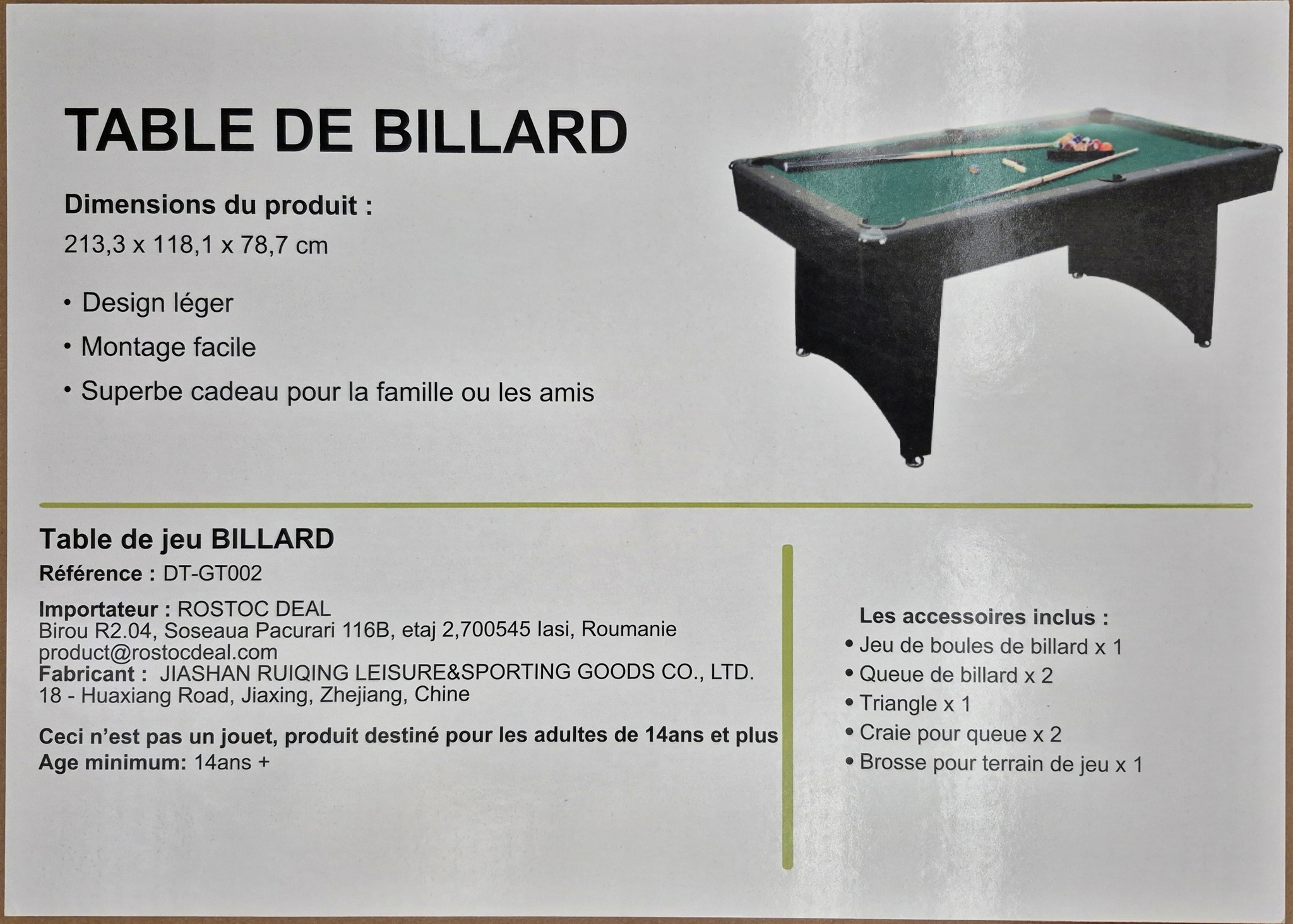 GAMES PLANET Set Complet Billard – 4 Queues 146cm, Boules 57,2mm, Triangle, Support, Craies, Housse – Tout Inclus