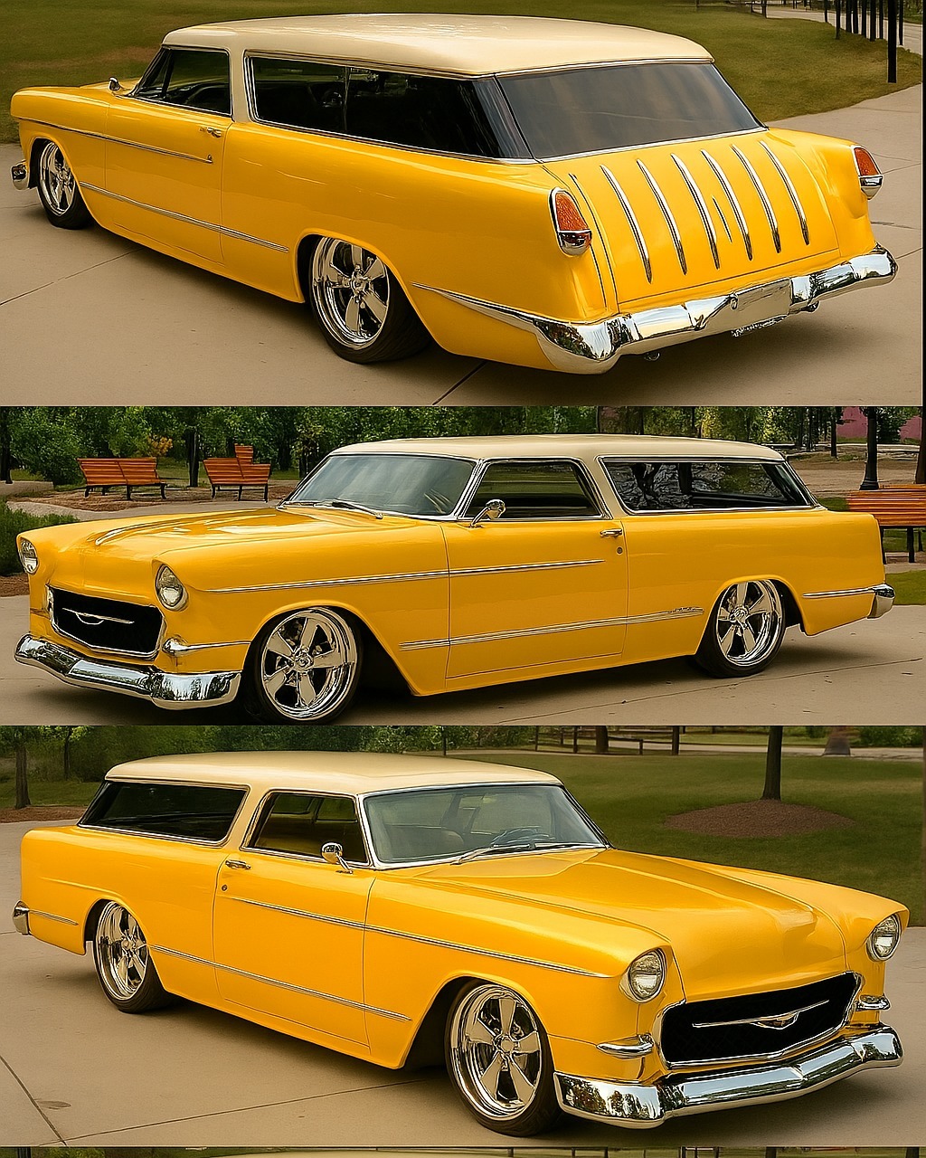 Custom 1955 Chevy Nomad with Corvette Facelift