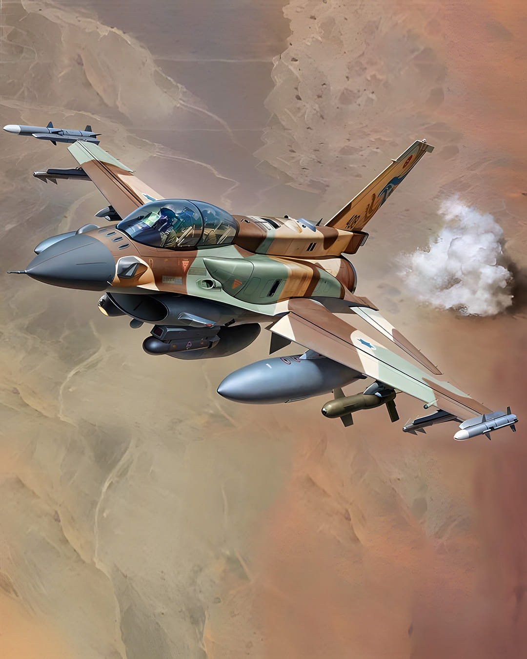 Air - Stunning bird-eye view of F-16I Sufa (Storm) fighter jet ...