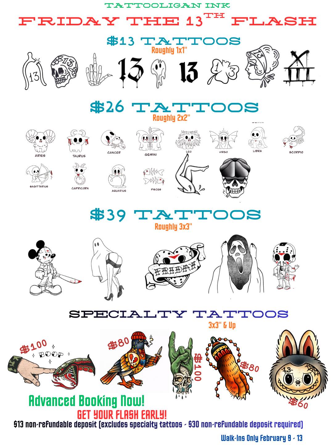 Tattoo artist for custom '13' design on Friday the 13th in Port St