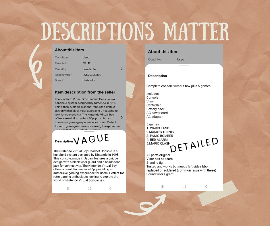 Flippin - Don’t make buyers guess!🧐 Write detailed, honest descriptions ...
