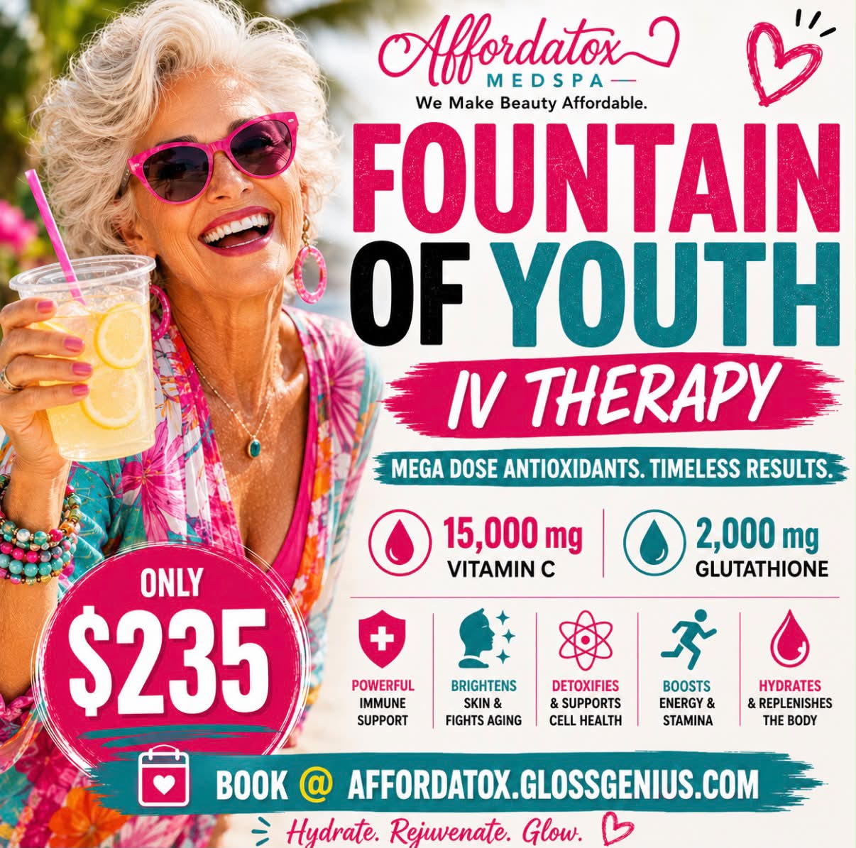 15000 mg glutathione ✨ Turn back the clock and give your body the boost it deserves! ✨ Introducing Fountain of Youth IV Therapy — a powerhouse blend featuring 15,000 Vitamin C and 2,000 mg The Benefits Of Vitamin