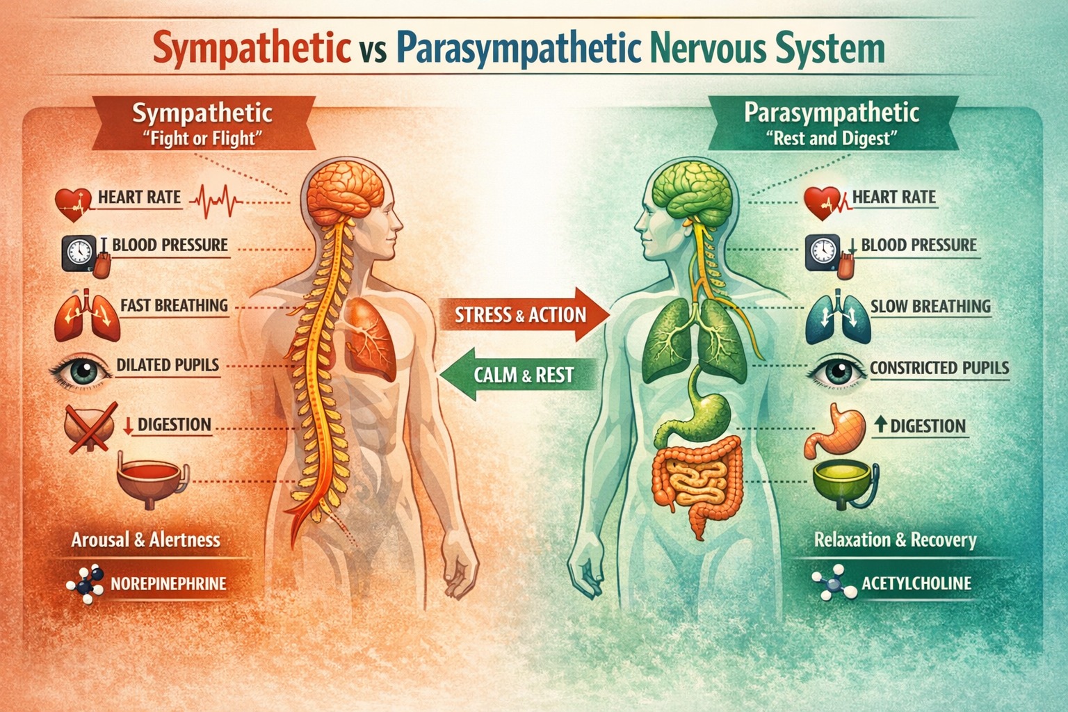 Stephane - 🧠 Easy way to remember Sympathetic = Stress Parasympathetic ...