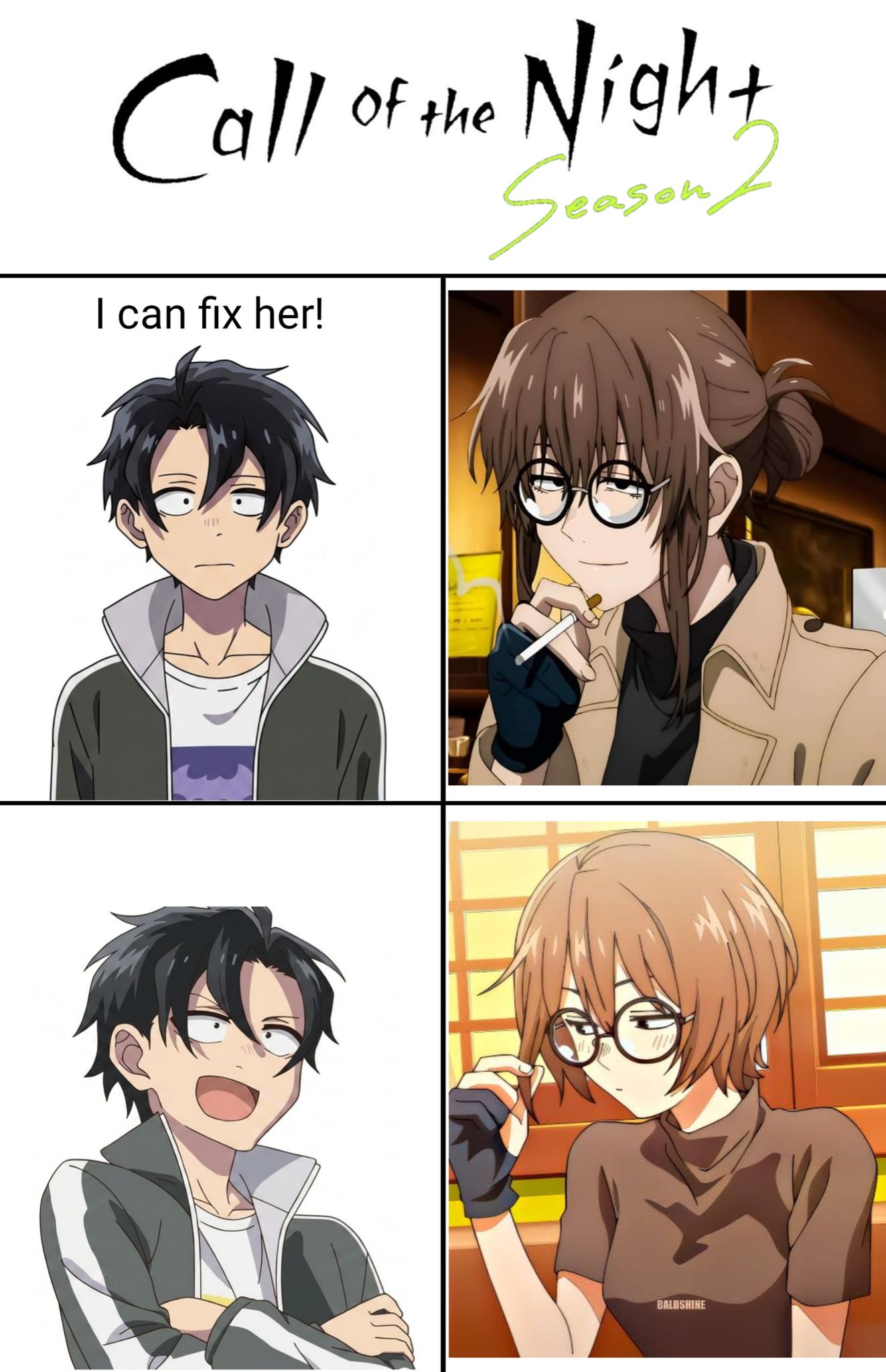Anime: Call of the night He actually fixed her