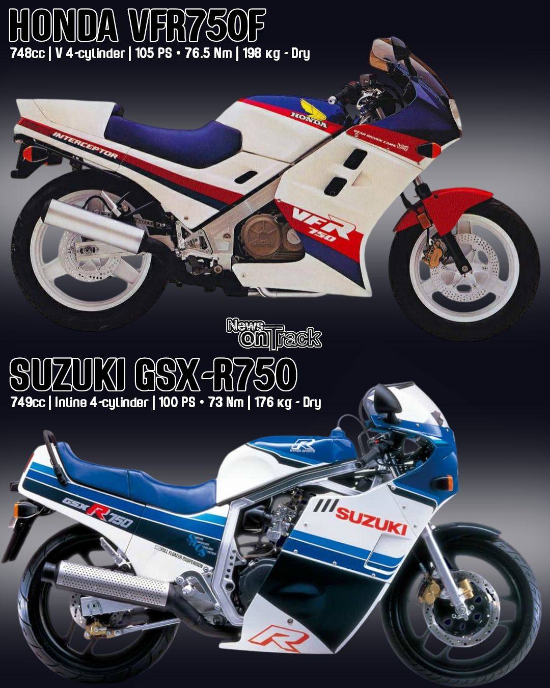 The Honda CBR750 Hurricane and the first-generation Suzuki GSX750F