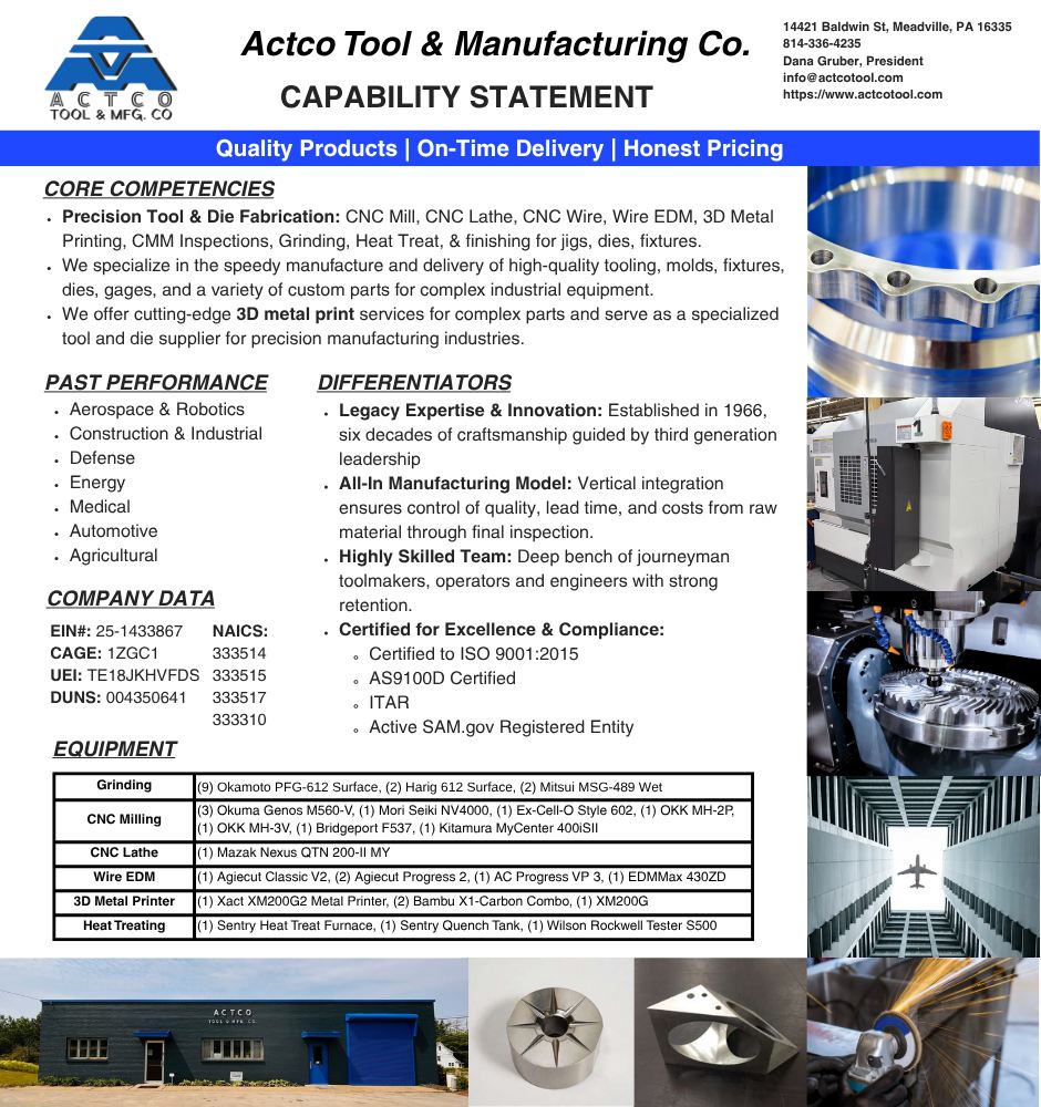 Actco Tool & Mfg. Co. | Meadville PA