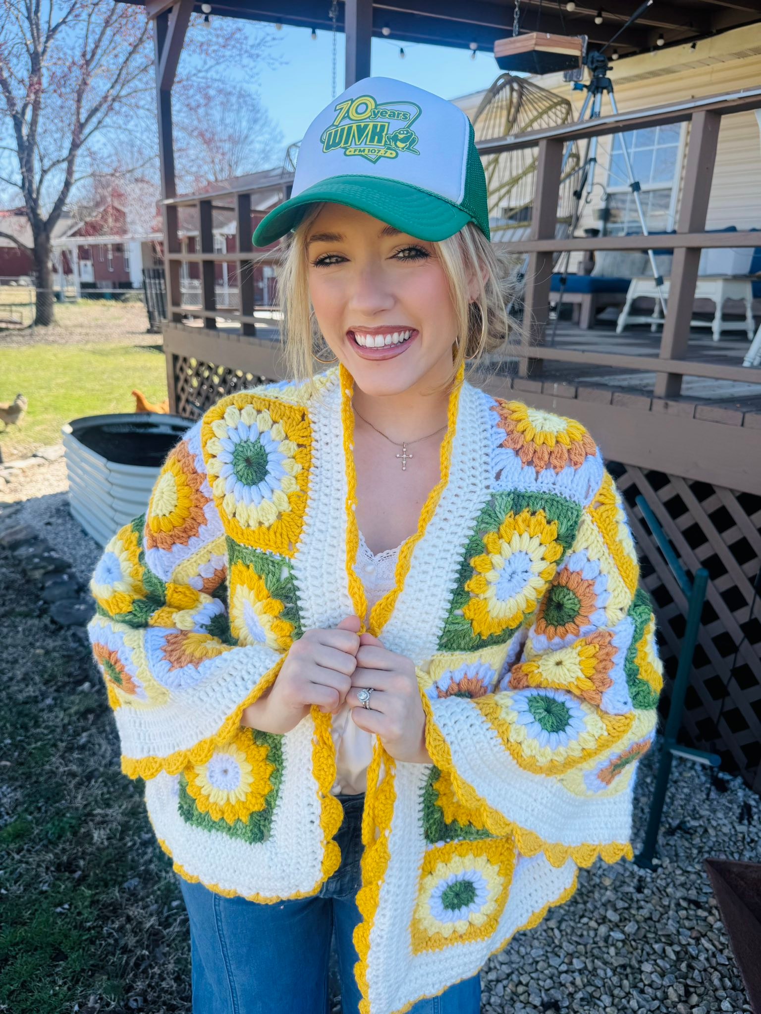 Emily just made this granny square crochet shawl for a friend of 