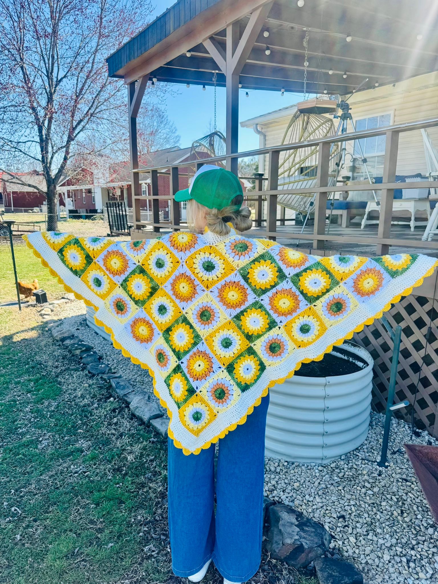 Emily just made this granny square crochet shawl for a friend of 