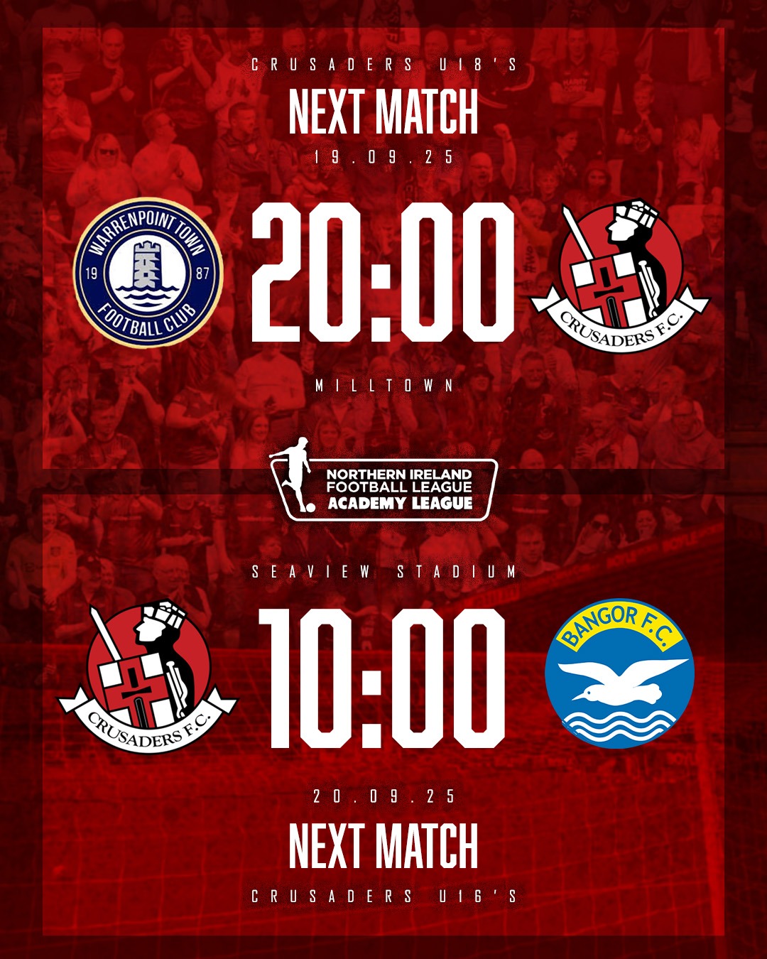 Crusaders - Academy Fixtures This Weekend Both U18's and U16's Academy ...