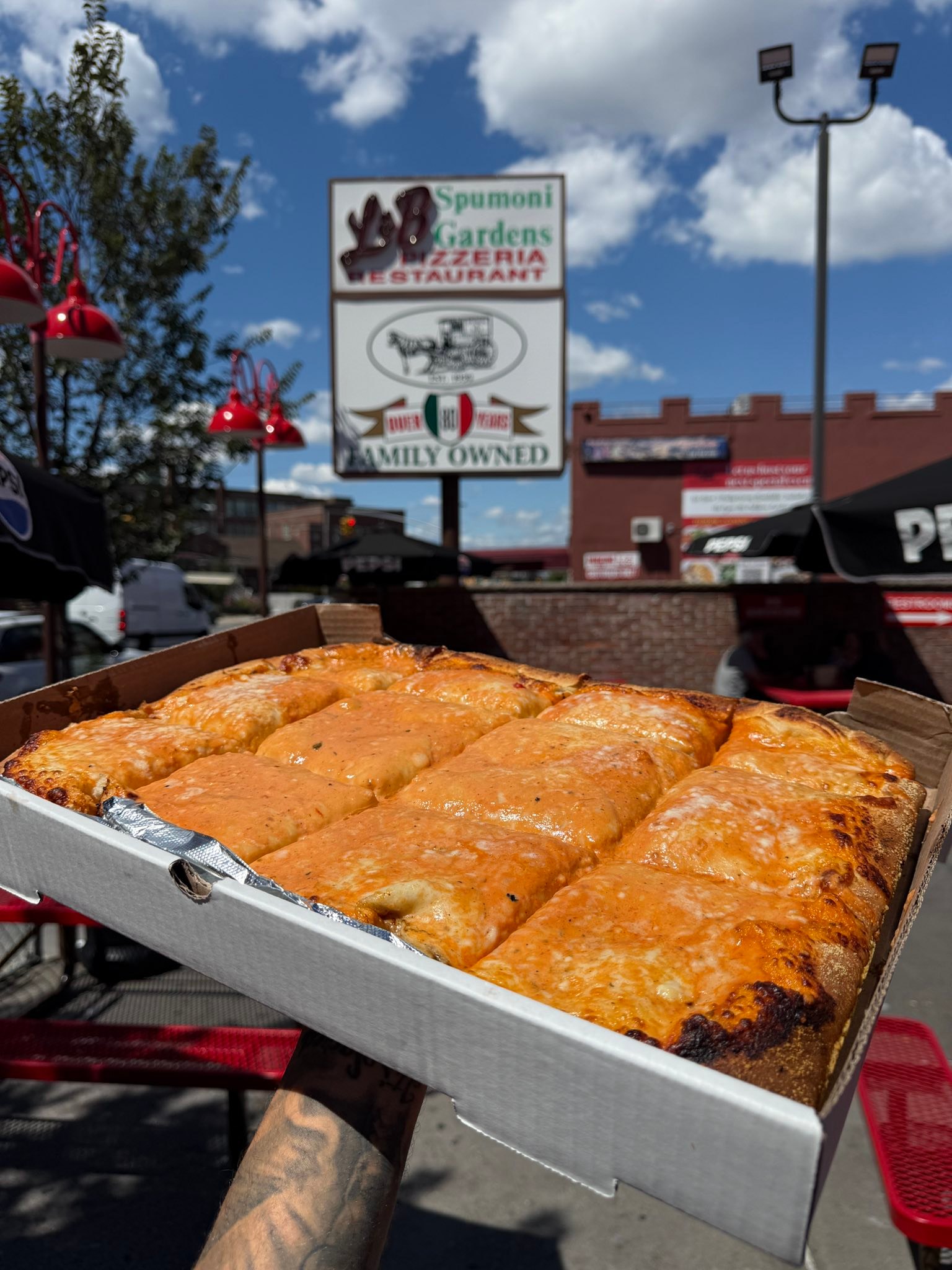 Checking out the new vodka square at L&B Spumoni Gardens in