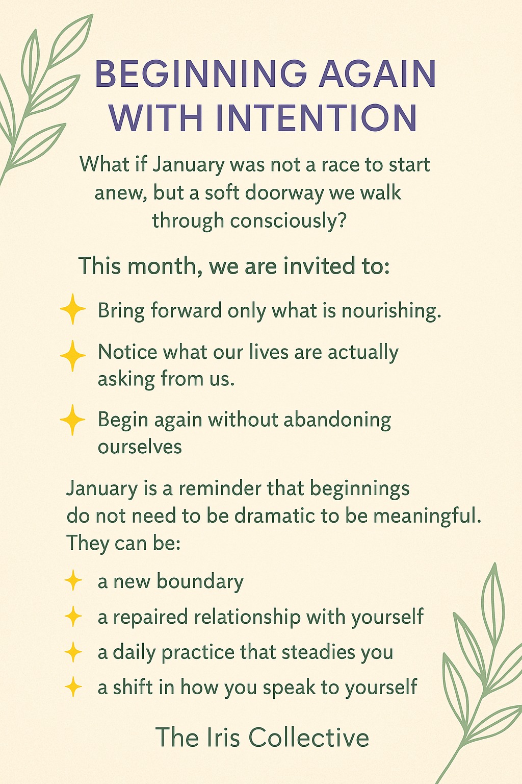 🌿 An Invitation for January:... - Iris Collective Stratford | Facebook