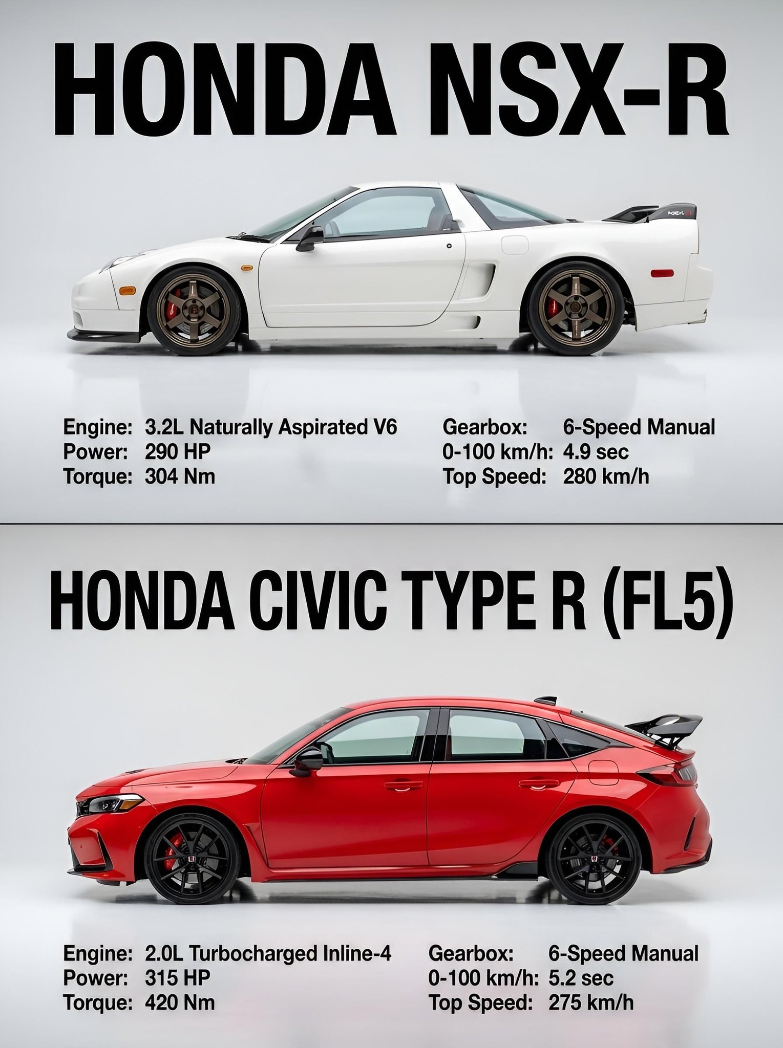 The Honda Civic Type R and Toyota GR Supra 2.0 seemingly have