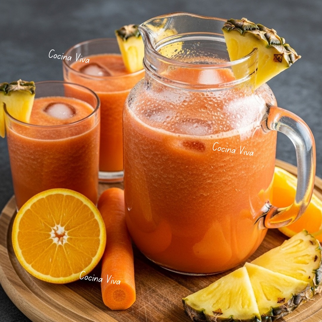 Cocina - AGUA FRESCA DE PIÑA, NARANJA y ZANAHORIA ingredientes 1 piña ...