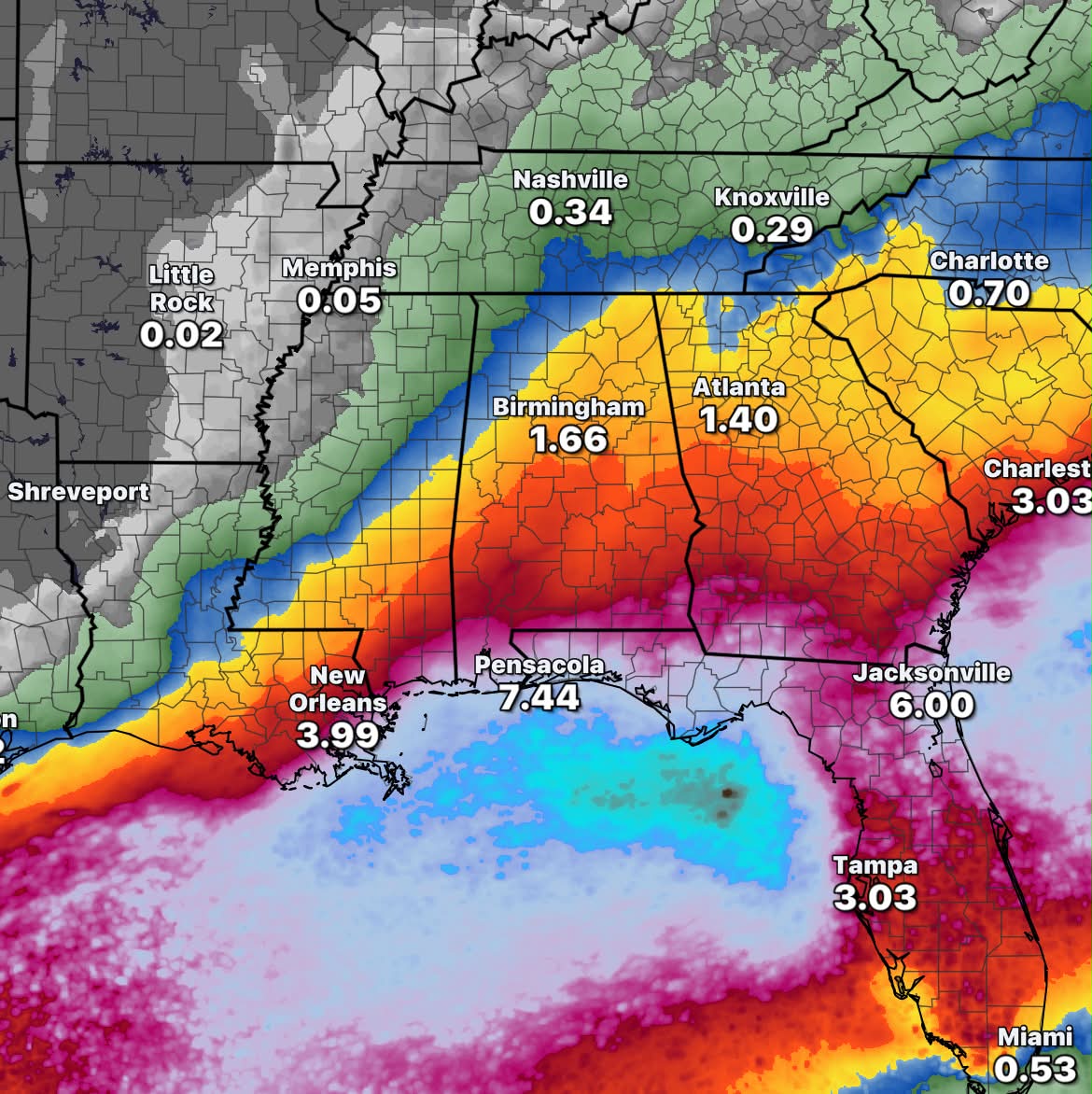Tropical storm rainfall forecast for Gulf Coast 2026