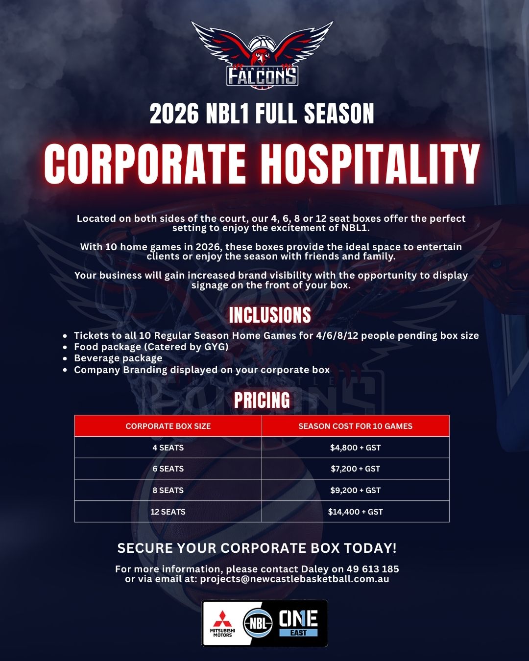 Newcastle - 2026 FALCONS CORPORATE HOSPITALITY || Our NBL1 Corporate ...
