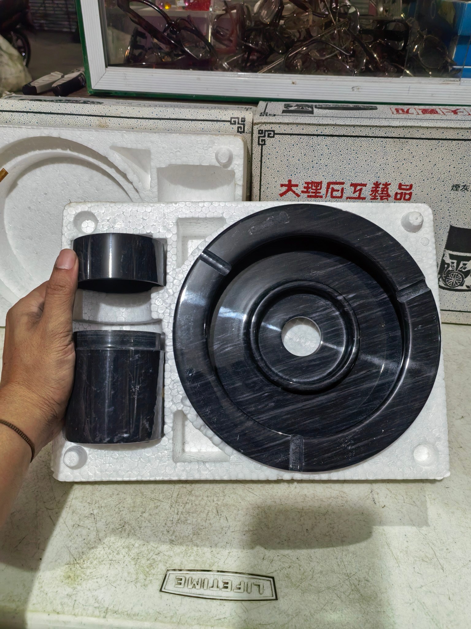 Ashtray and Cigarette Box Material: Marble Made in Taiwan ?Good 