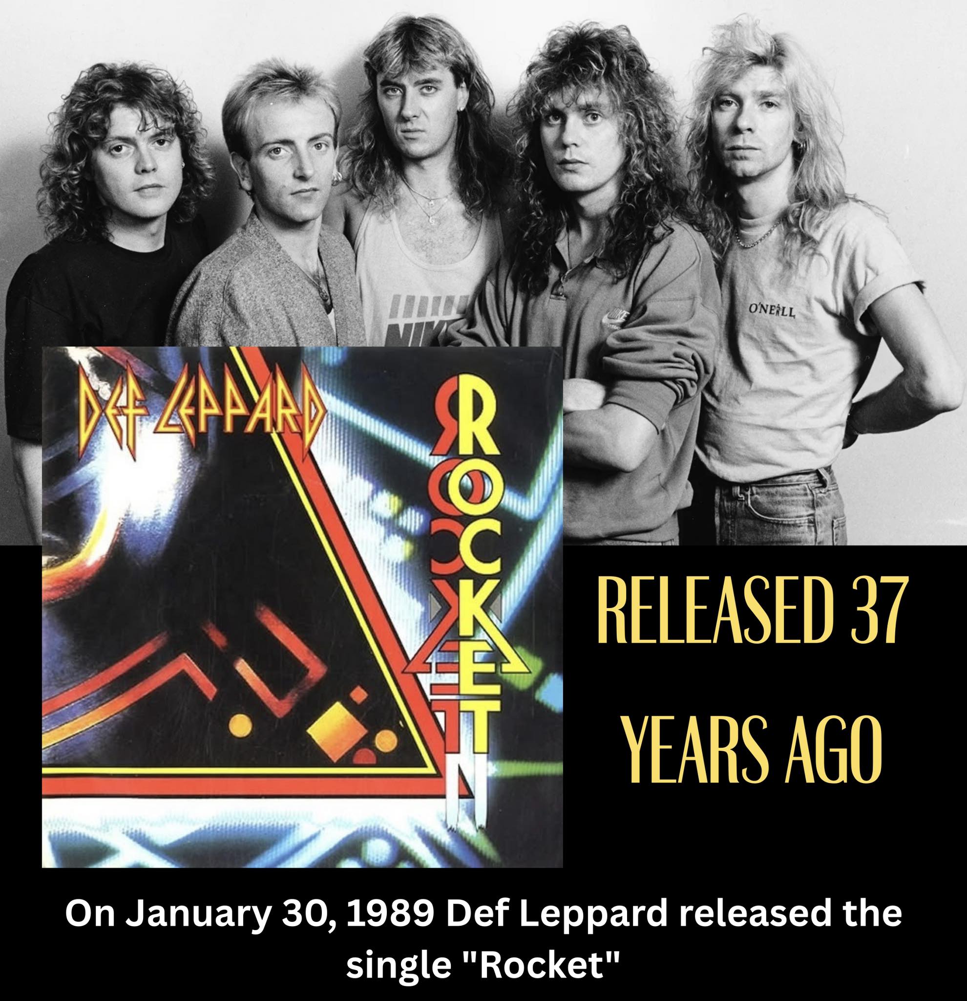 Def Leppard's Rocket single peaks at number 12 on Billboard's Hot 100