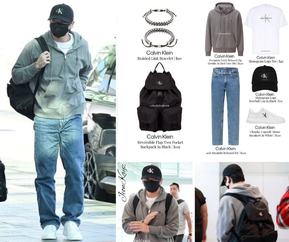 Jungkook wears CK Premium Terry Relaxed Zip Hoodie Credit