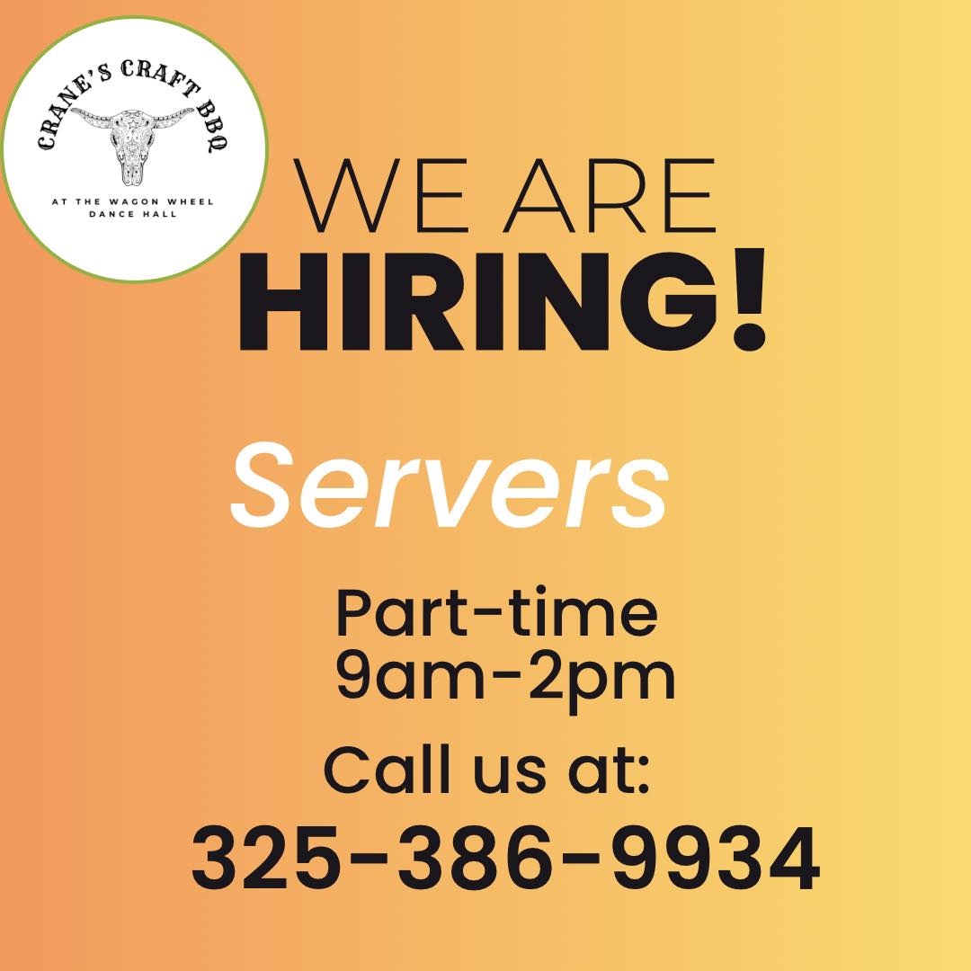 Crane's - 🌟 Now Hiring: Part-Time Servers at Crane’s Craft BBQ 🌟 We’re ...