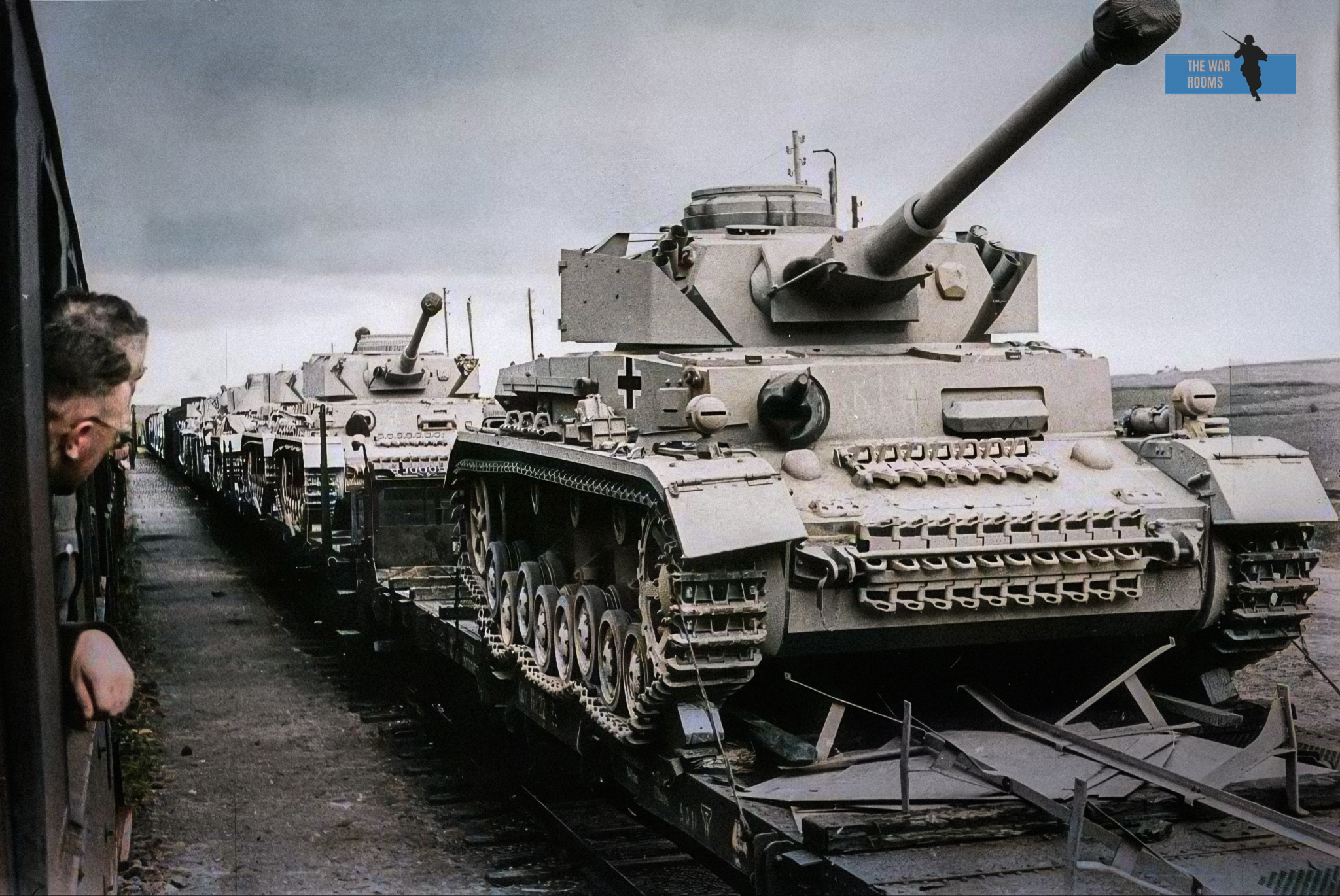 The War - Panzer IV medium tanks on rail cars for transportation to the ...